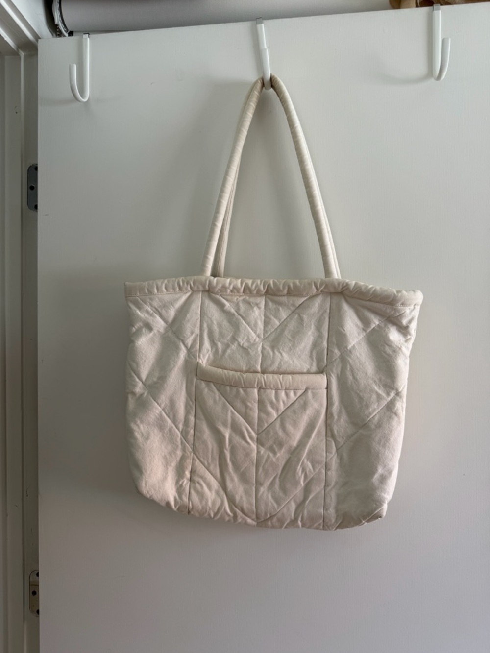 Electric Feathers Quilted Tote Bag, OffWhite - Lightweight Everyday Carry RARE